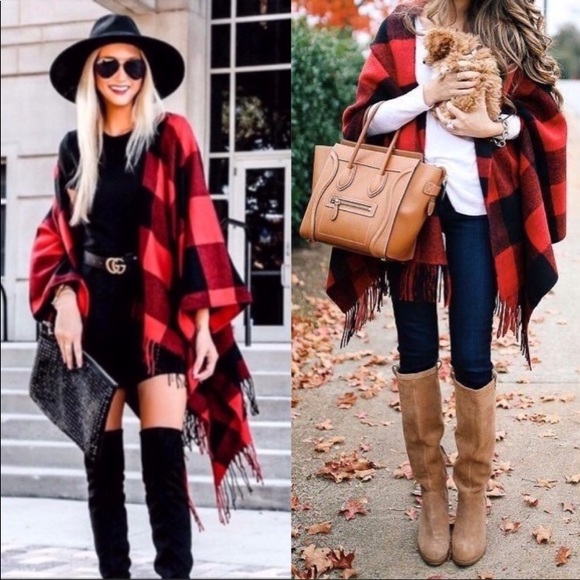 Sweaters - LAST— Plaid Tassel Shawl